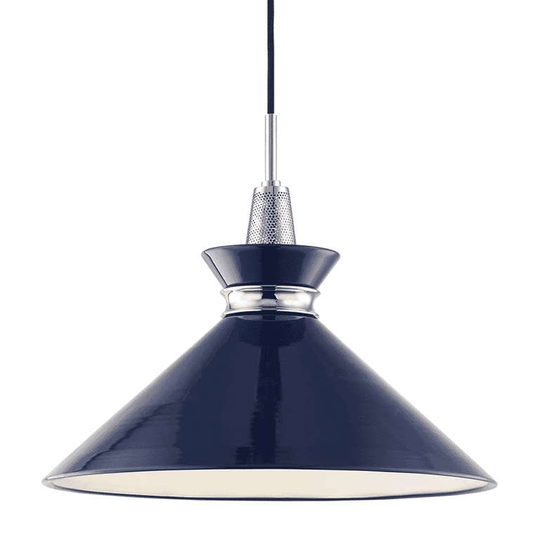 Mitzi Kiki 15" Pendant Light in Polished Nickel and Navy
