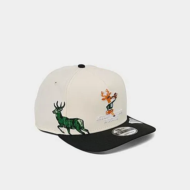 New Era Milwaukee Bucks NBA Hardwood Classics 9FIFTY A-Frame Snapback Hat in Chrome/Black