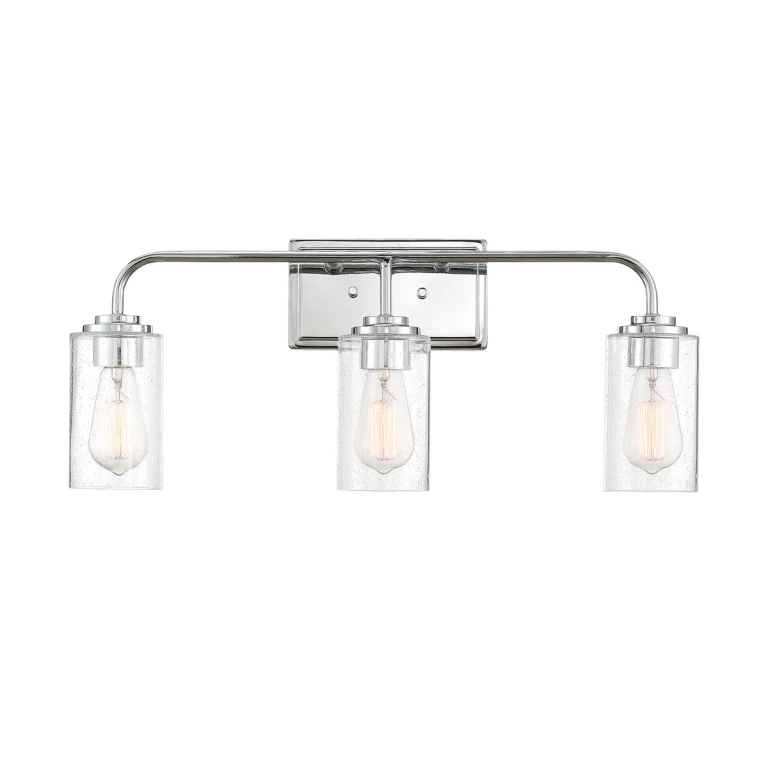 Chrome Three Light Bath Bar from the Logan Collection