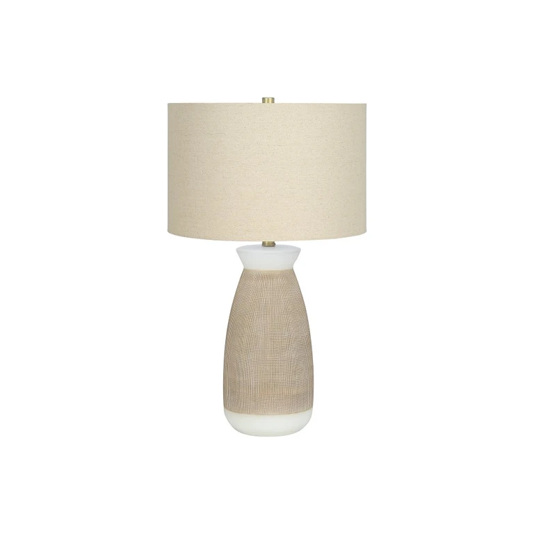 27 Inch Cream and Beige Ceramic Table Lamp