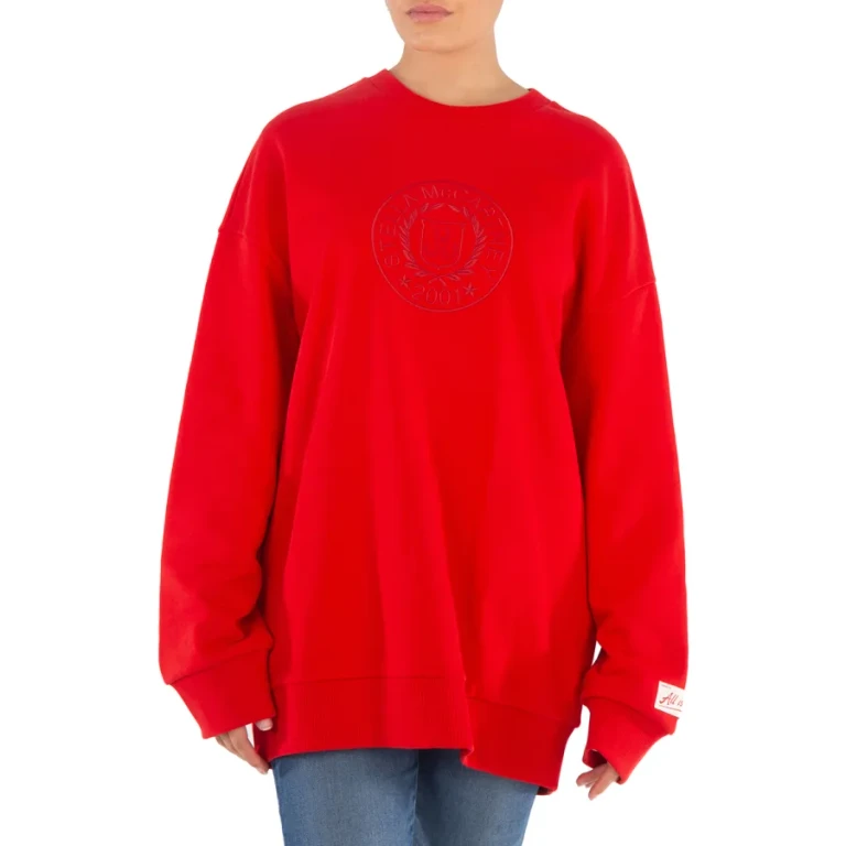 Stella McCartney Red 2001 Logo Crest Embroidred Sweatshirt