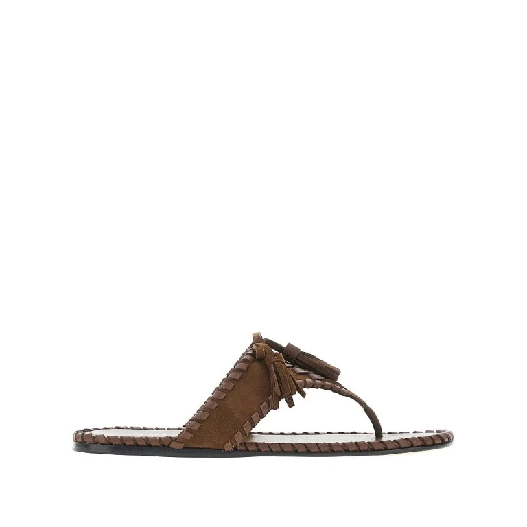 Sandali Prada in camoscio con ricamo in nappa