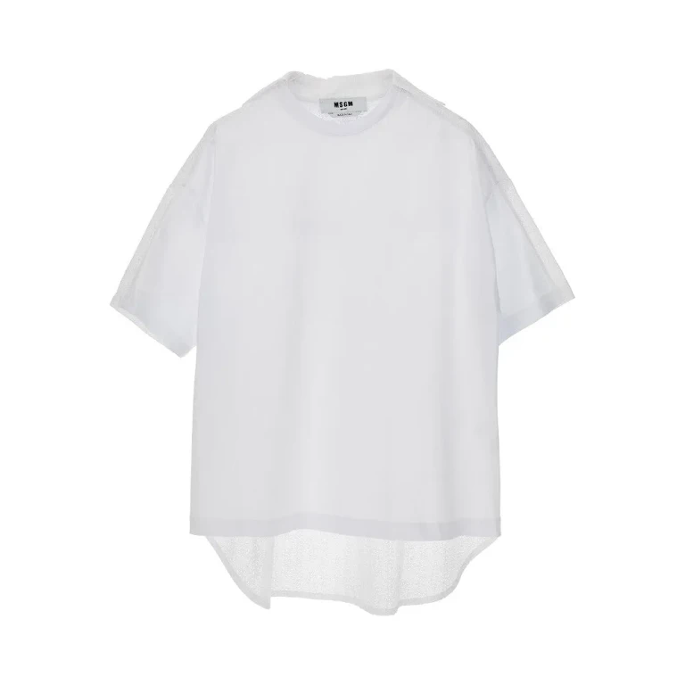 MSGM Jersey and Broderie Anglaise T-shirt Woman S