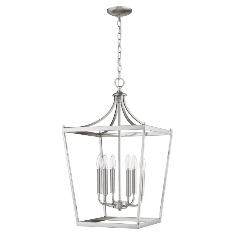 Satin Nickel Six Light Pendant from the Kennedy Collection