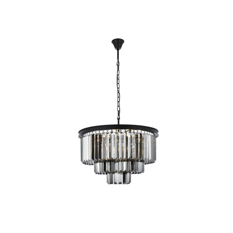 Matte Black Nine Light Chandelier from the Sydney Collection