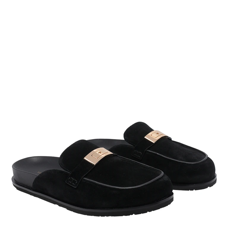 Tory Burch Sandals Black Calf Leather/rubber Sole - Women