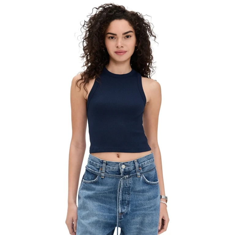 Sold Out NYC The Cropped Not So Basic Tank in Navy Navy S