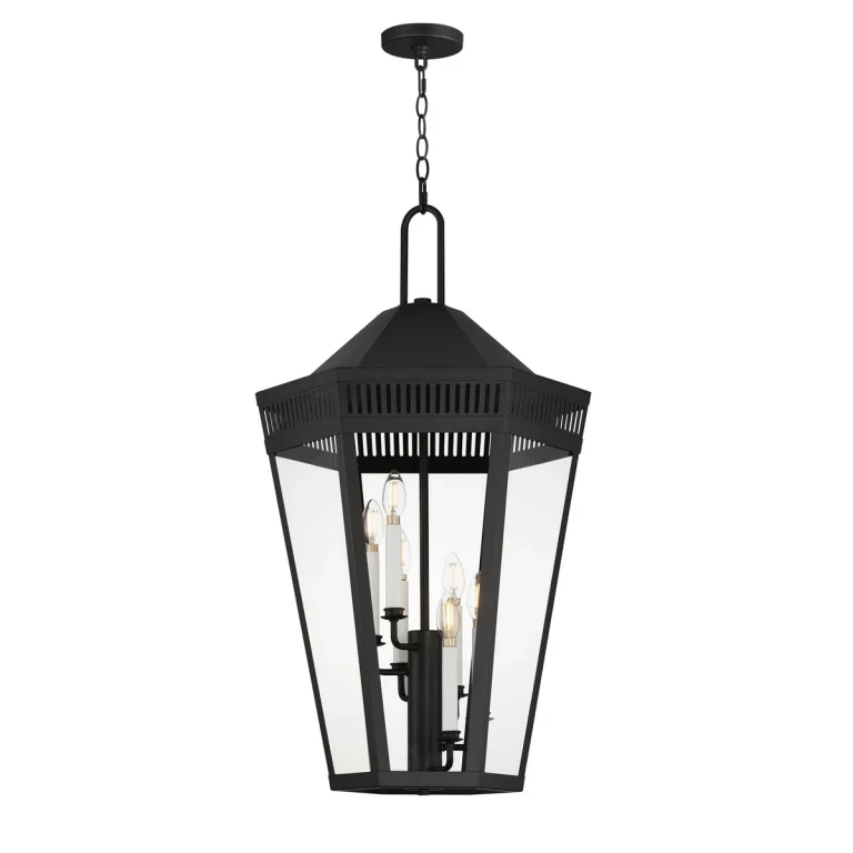 Black Six Light Outdoor Pendant from the Oxford Collection