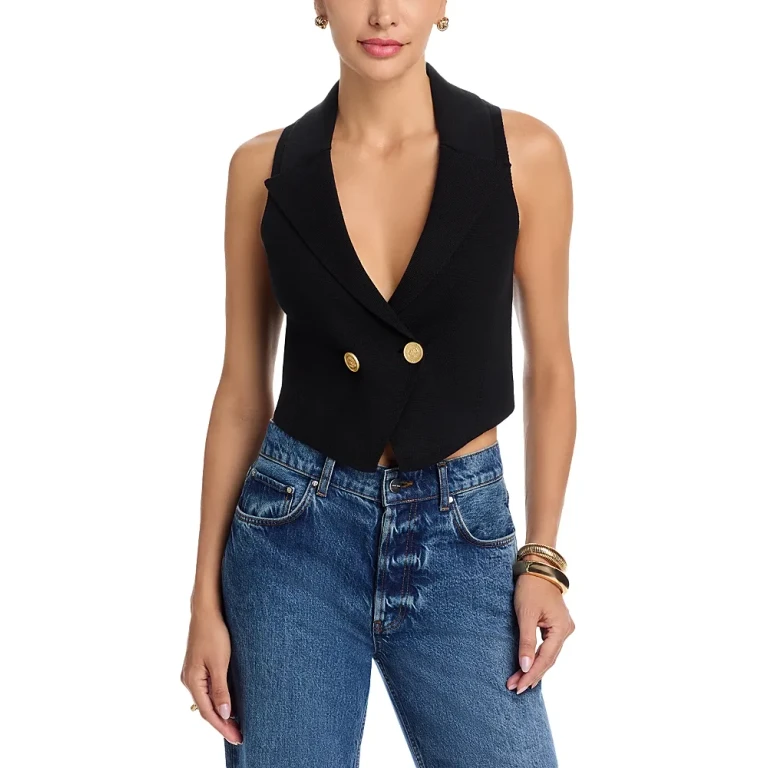 L'Agence Zadie Knit Peak Lapel Vest