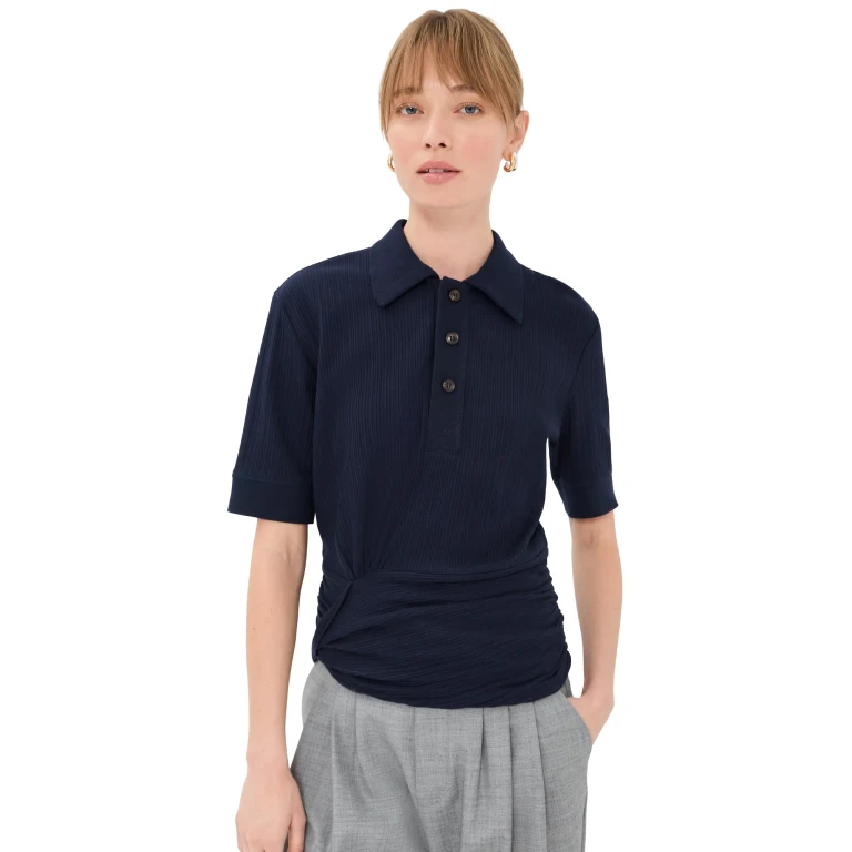 Victoria Beckham Twist Detail Polo Top Navy M