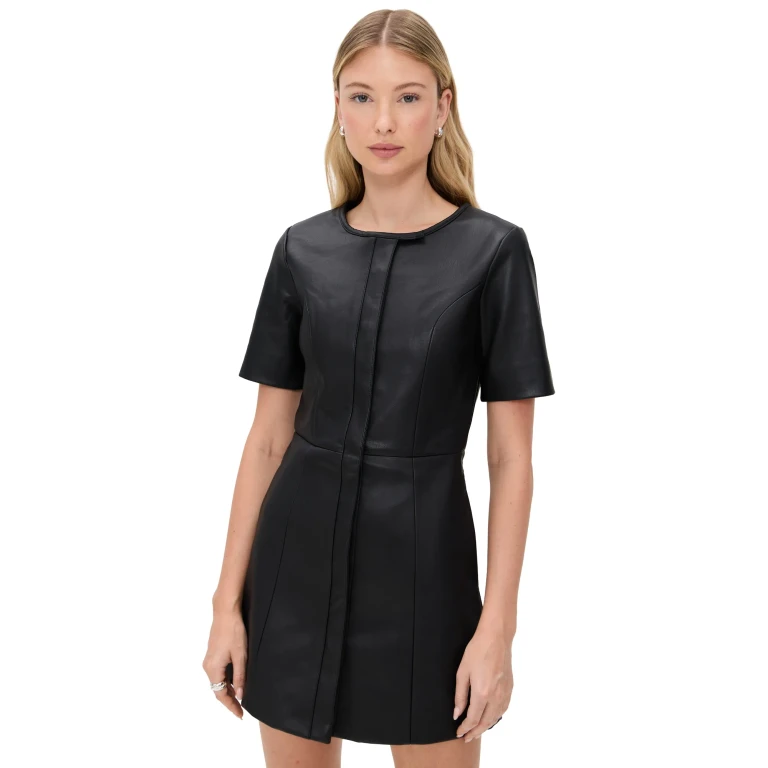 The Garment Brooklyn Faux Leather Mini Dress Black 4