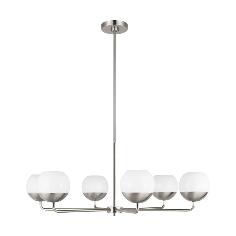 Brushed Nickel Six Light Chandelier from the Alvin Collection