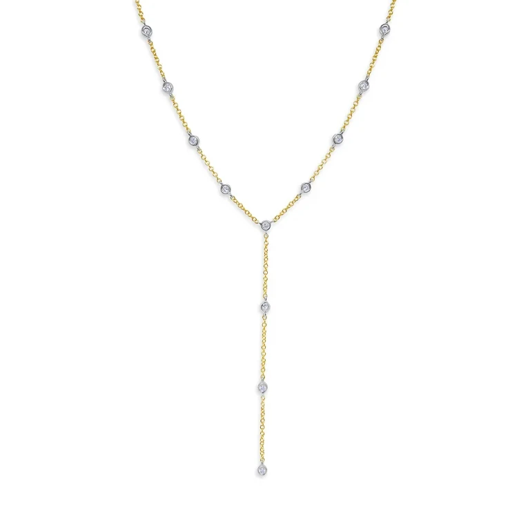 Meira T 14K White & Yellow Gold Diamond Bezel Lariat Necklace, 18