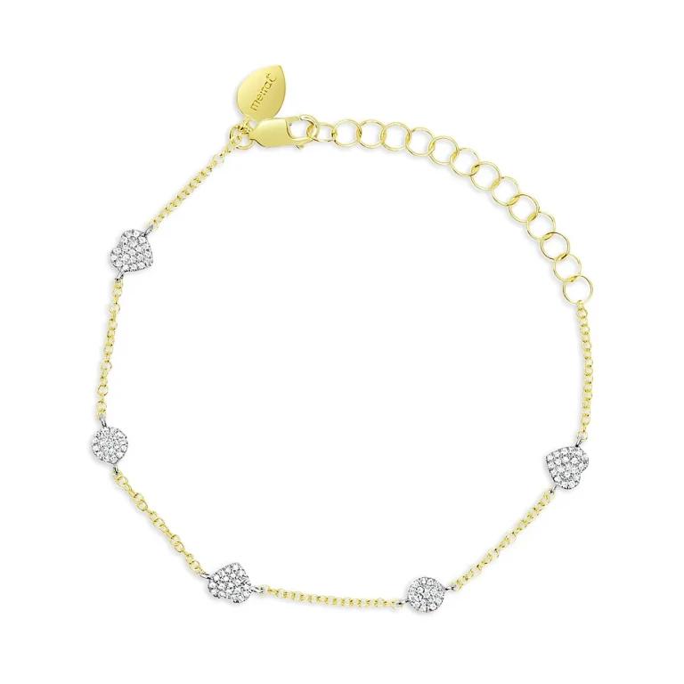 Meira T 14K White & Yellow Gold Diamond Heart Cluster Link Bracelet
