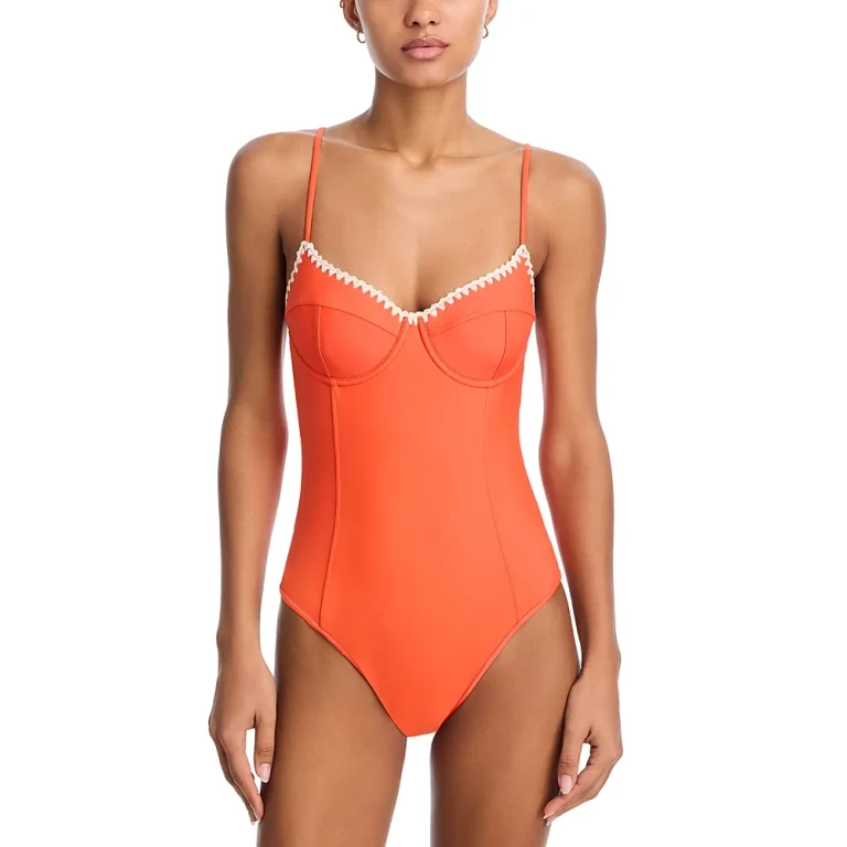 Ramy Brook Addisyn Crochet Trim One Piece Swimsuit