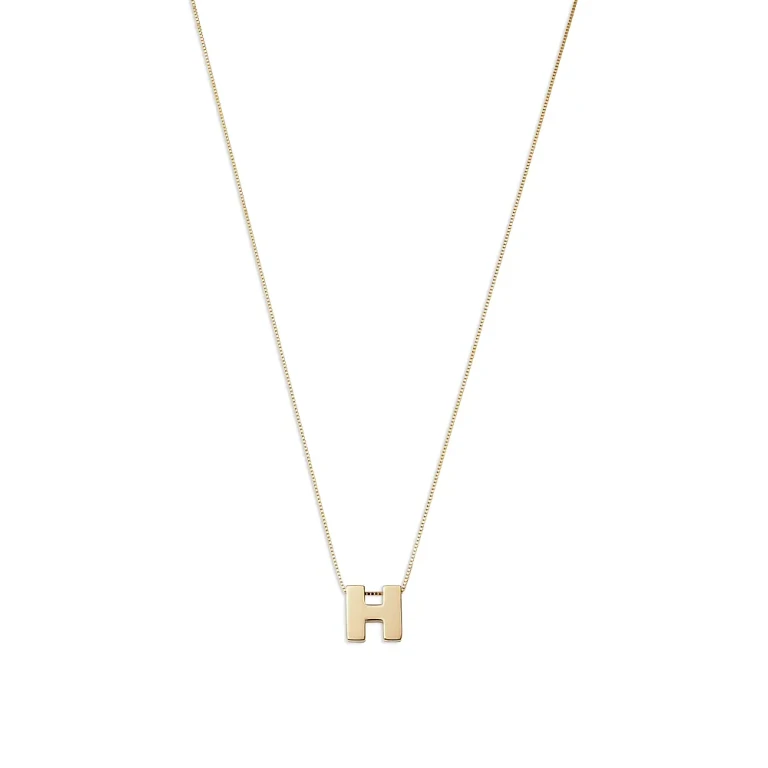 Initial Pendant Necklace in 14K Yellow Gold, 16