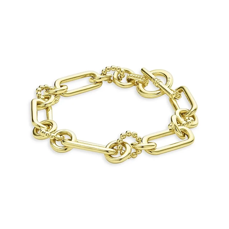 Lagos 18K Yellow Gold Signature Caviar Fluted Oval Chain Bracelet
