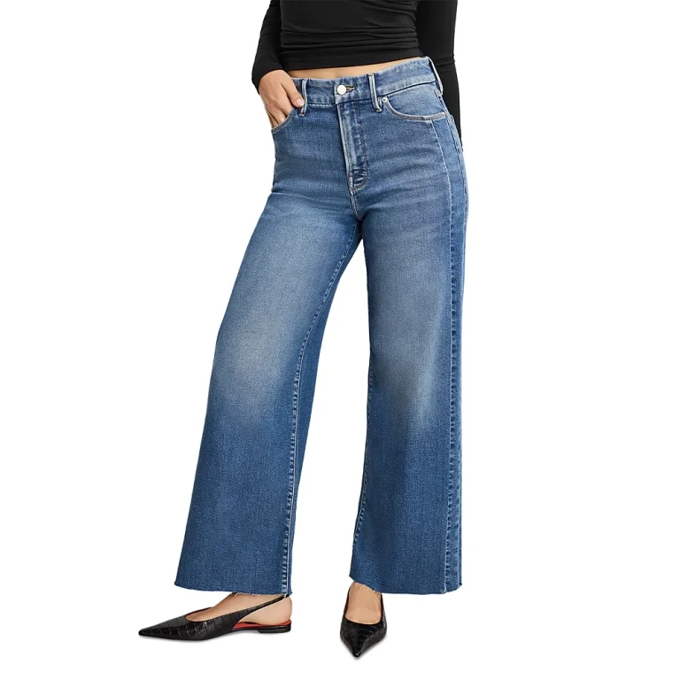 Good American Good Skate Cropped Wide Leg Jeans in Indigo1005