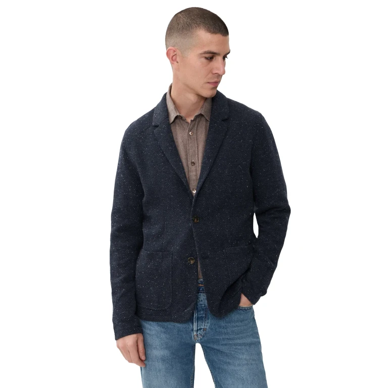 Marine Layer Pacifica Stretch Twill Blazer Dark Herringbone XL