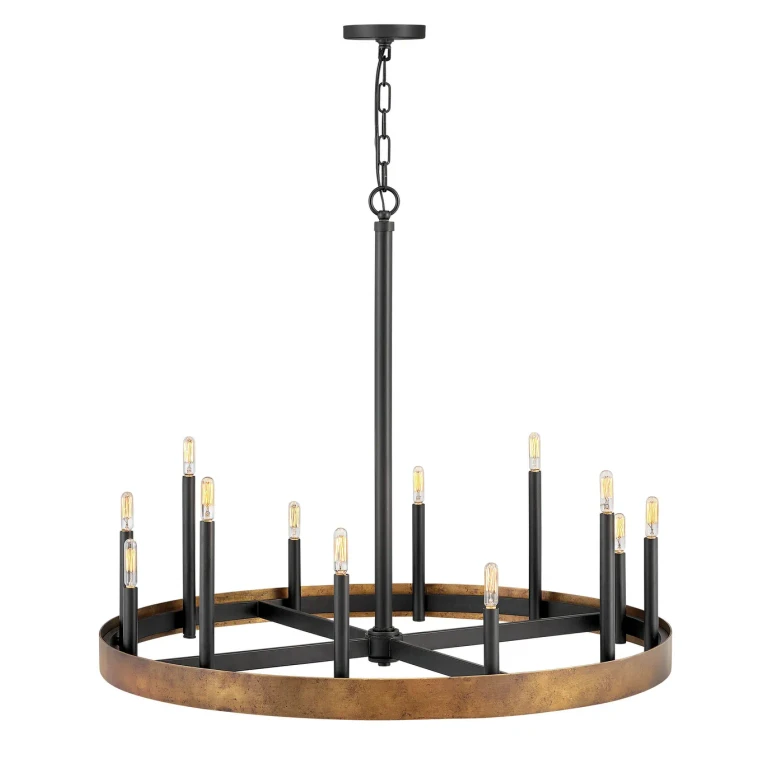 Wells 12-Light Chandelier in Weathered Brass