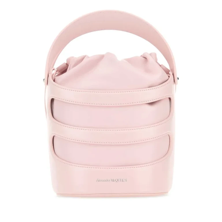 Alexander Mcqueen Pastel Pink Leather The Rise Bucket Bag