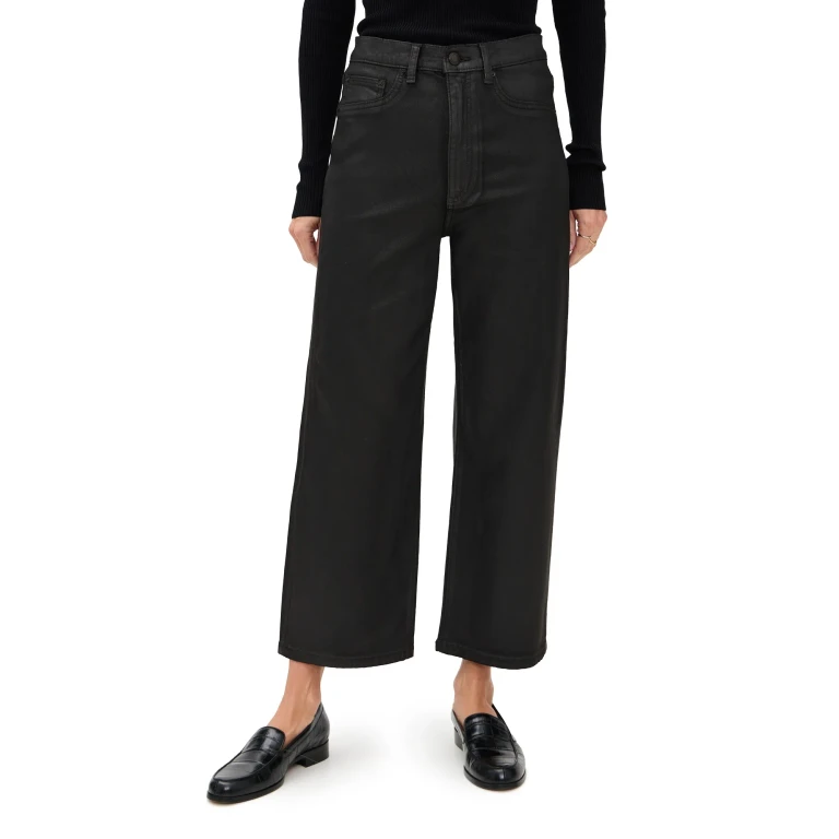 DL1961 Karmine Refined Wide Leg Jeans in Black Coated