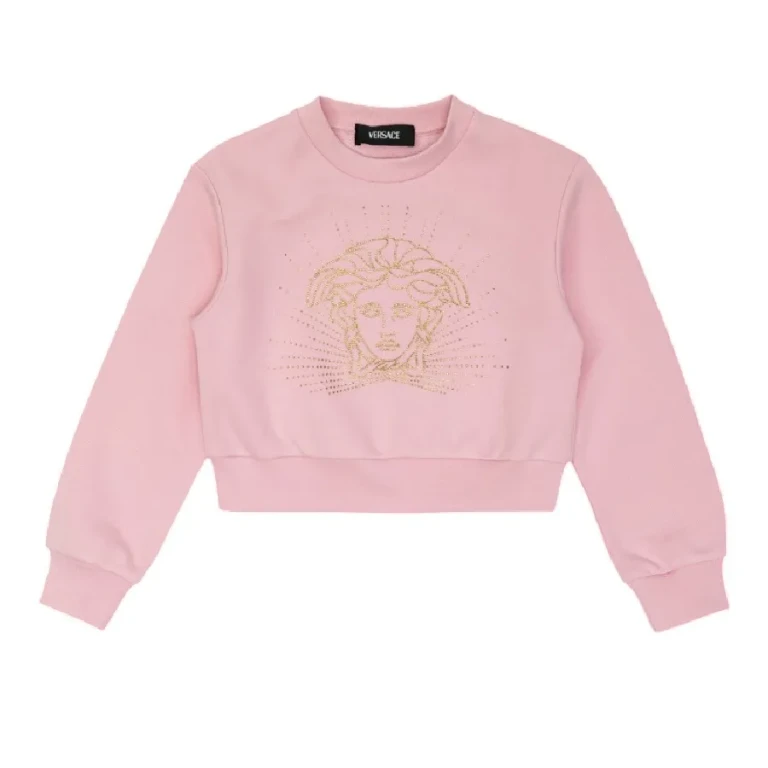 Young Versace Kids Crystal Medusa Cotton Sweatshirt, Size 10Y