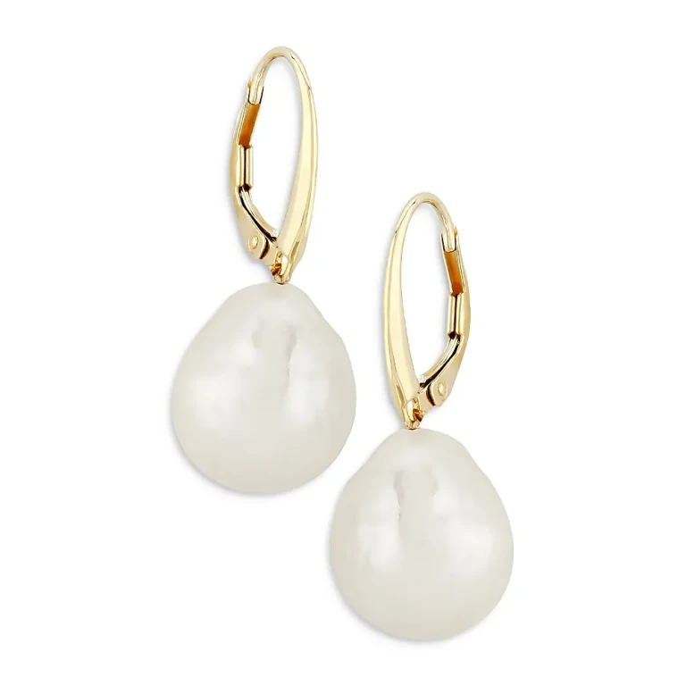 Baroque Cultured Pearl Drop Earrings in 14K Yellow Gold