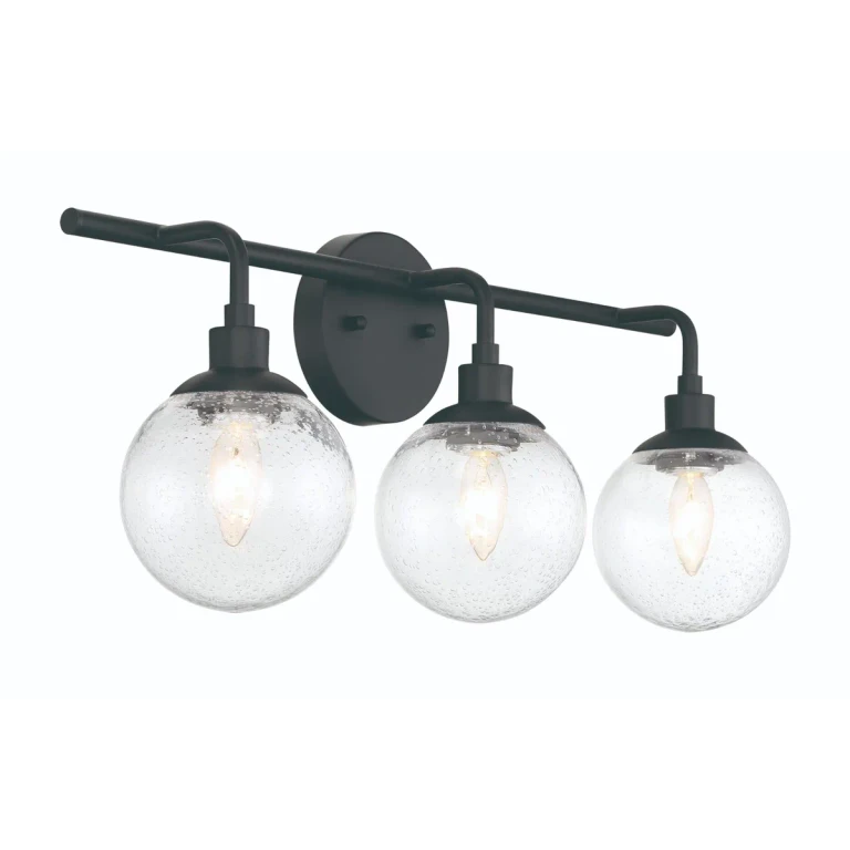 Flat Black Three Light Vanity from the Que Collection