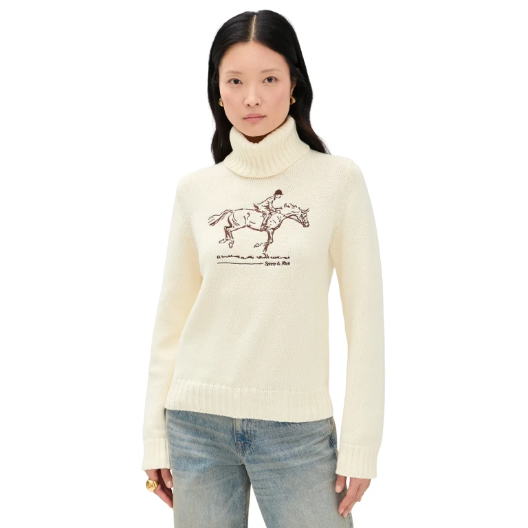 Sporty & Rich Horse Knitted Turtleneck Ecru S