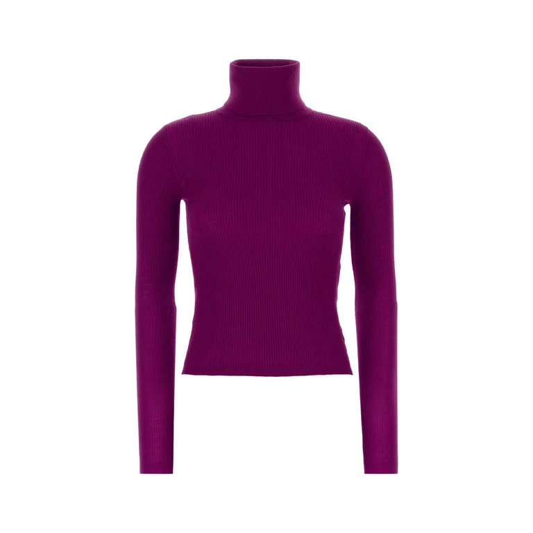 Saint Laurent Purple Cashmere Blend Sweater Magenta Exterior: Wool Silk Maglieria - Women