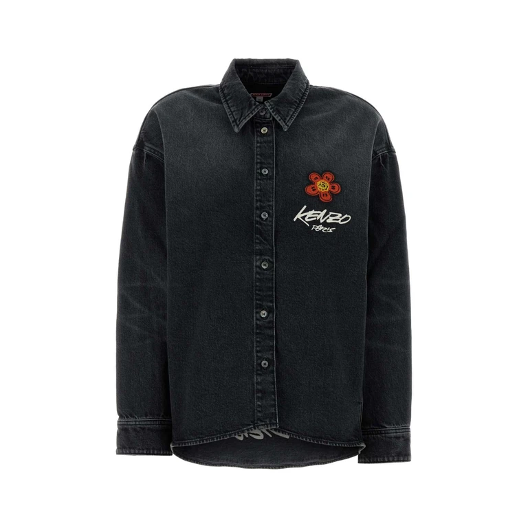 Black Stretch Denim Shirt Mediumstoneblackdenim Exterior: Cotton Elastane Camicie - Women
