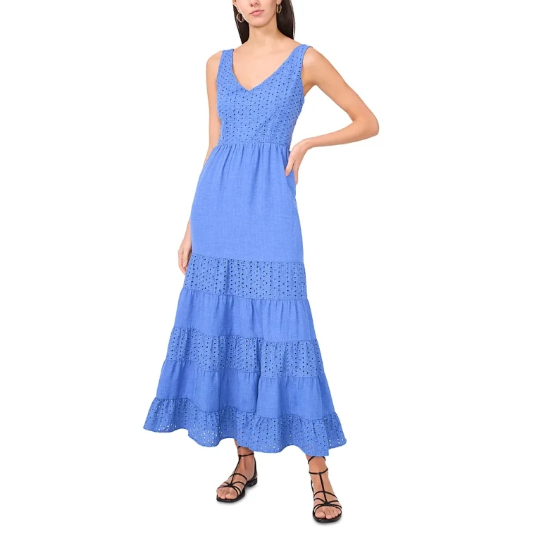 Vince Camuto Eyelet Tiered Maxi Dress