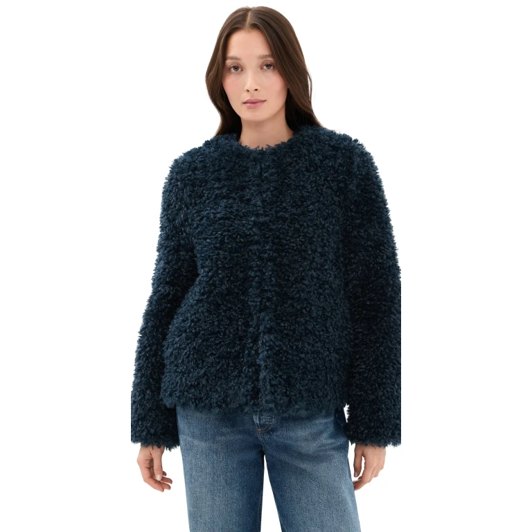 ALIGNE Francie Faux Shearling Jacket Navy L