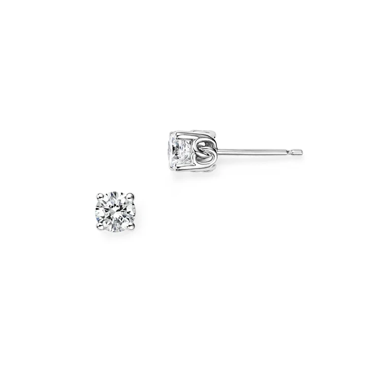 Diamond Stud Earrings in 14K White Gold, 0.50 tcw