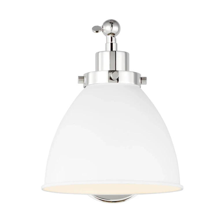 Visual Comfort Studio Wellfleet Wall Sconce in Matte White And Polished Nickel by Chapman & Myers