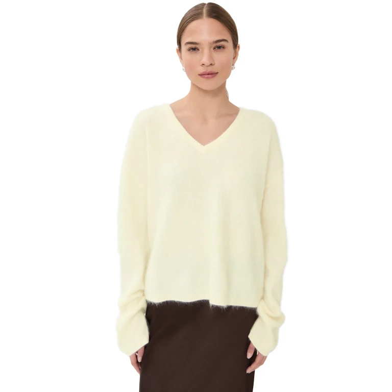 LISA YANG Margareta Cashmere Sweater Cream Brushed 2