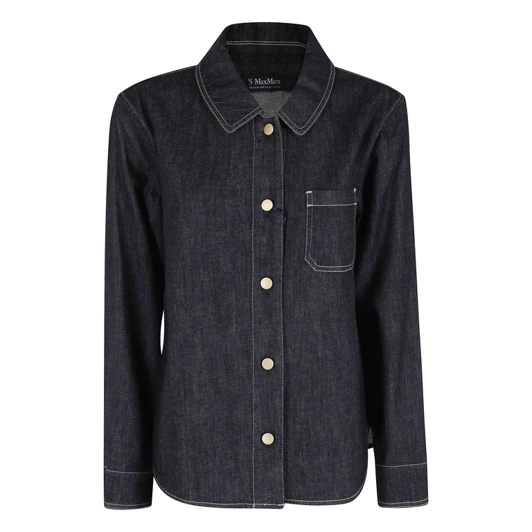 S Max Mara Enfasi Blue Cotton Kapok Camicia - Women