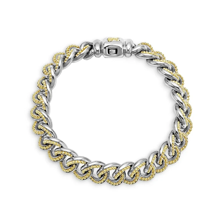 Lagos Men's 18K Yellow Gold & Sterling Silver Anthem Beaded Curb Link Bracelet - Exclusive
