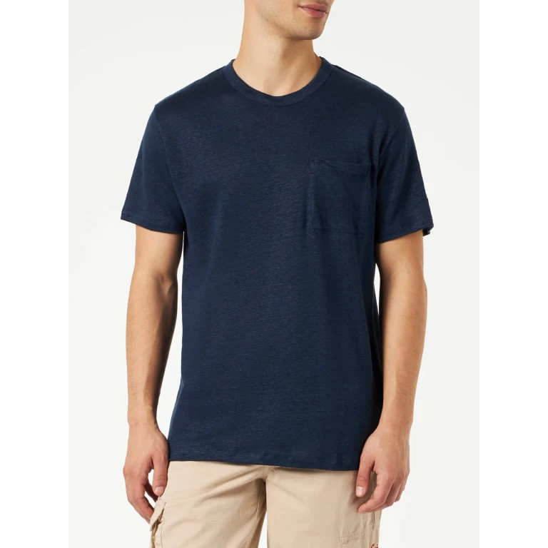 MC2 Saint Barth Navy Blue Linen Ecstasea T-shirt