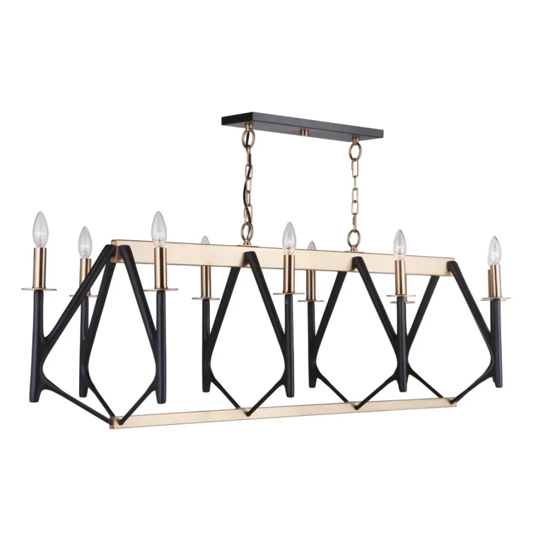 Flat Black Satin Brass Ten Light Island Pendant from the The Reserve Collection
