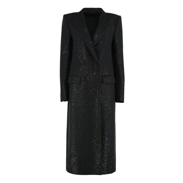 Tom Ford Double-breasted Coat In Crepe Wool Blend With Sequins