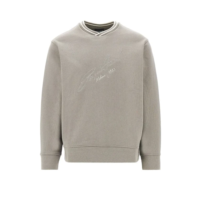 EMPORIO ARMANI Logo embroidery crewneck sweatshirt Man M