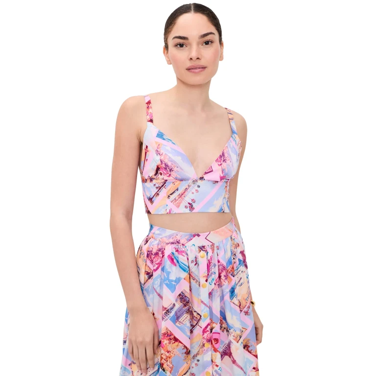 L'AGENCE Kaori Bralette Pink Postcard Print M