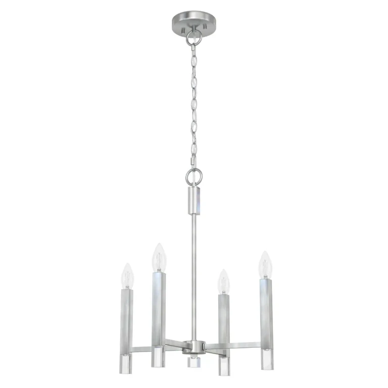 Brushed Nickel Four Light Pendant from the Sunjai Collection