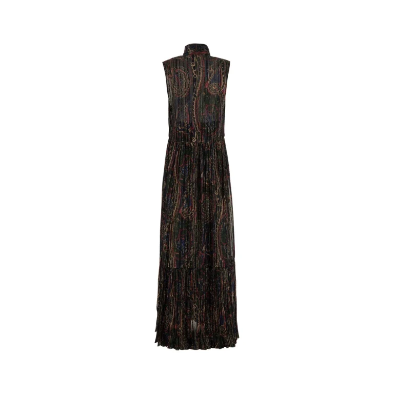 Saint Laurent Printed Silk Blend Long Dress