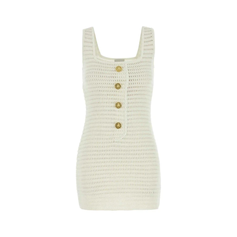 Le Kasha White Crochet Mini Dress Exterior: Organic Linen Abiti - Women