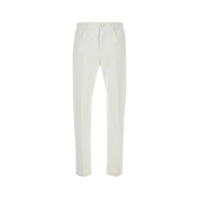Fendi Jeans In Denim Bianco Exterior: Cotton Pantaloni - Men