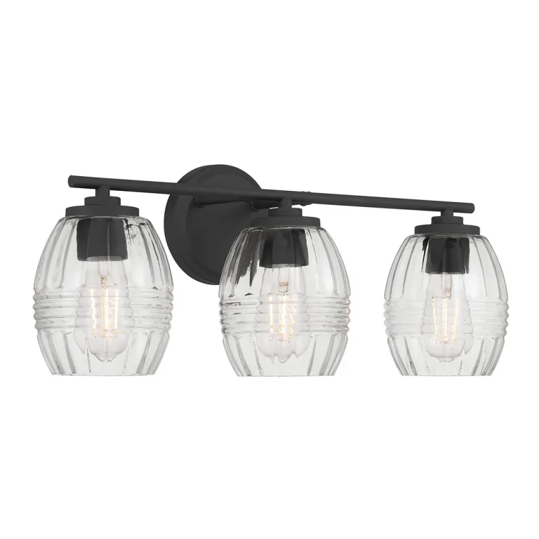 Matte Black Bathroom Vanity Light from the Miravelle Collection