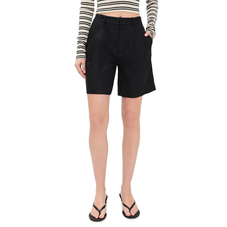 ALICE + OLIVIA Conry Relaxed Long Pleated Bermuda Shorts Black 8
